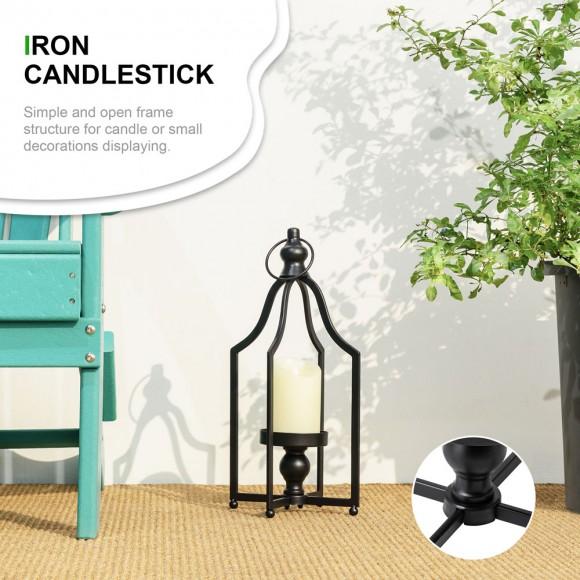 Glitzhome Glitzhome 16.50"H Modern Farmhouse Black Metal Candle Lantern