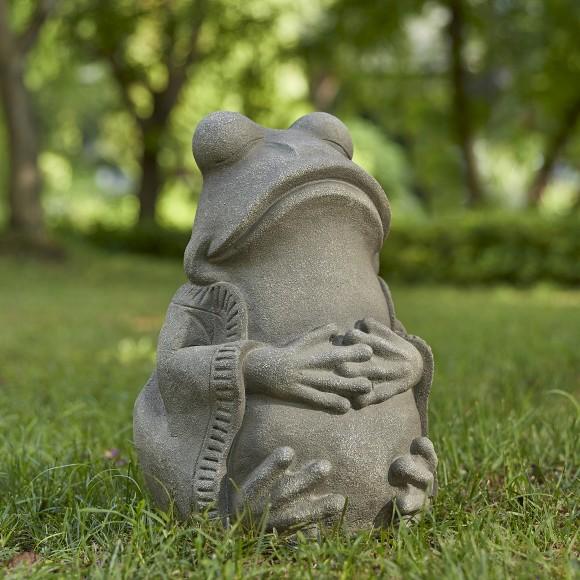 Glitzhome Glitzhome 16.75"H MGO Faux Concrete Zen-Style Frog Garden Statue