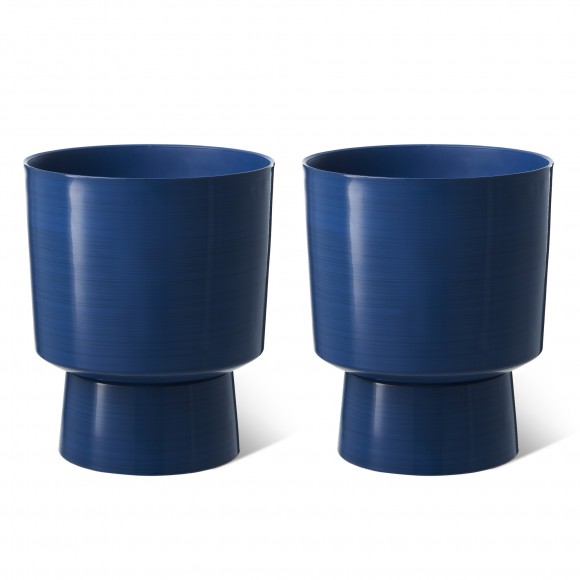 glitzhome Glitzhome 16.75"H Set of 2 Cobalt Blue Faux Ceramic Urn Plastic Planter