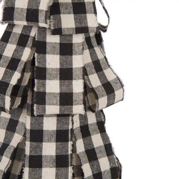 Glitzhome Glitzhome 16.93"H Black & White Plaid Fabric Table Tree