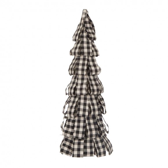 glitzhome Glitzhome 16.93"H Black & White Plaid Fabric Table Tree