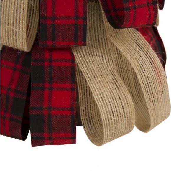 Glitzhome Glitzhome 16.93''H Plaid Fabric / Burlap Table Tree Tabletop Christmas Tree