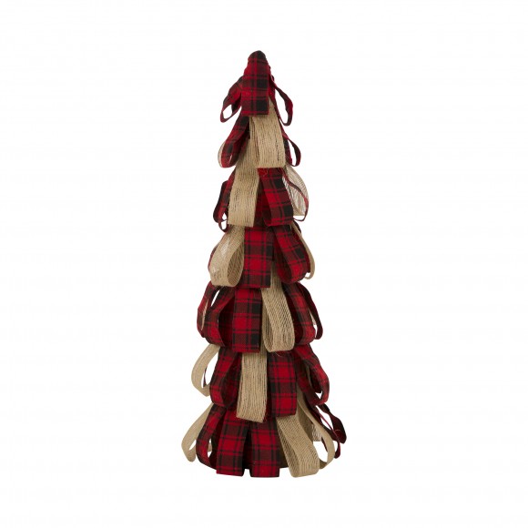 glitzhome Glitzhome 16.93''H Plaid Fabric / Burlap Table Tree Tabletop Christmas Tree