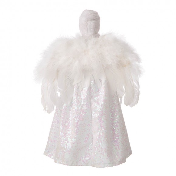 Glitzhome Glitzhome 16"H Christmas Angel Tree Topper With White Faux Fur Dress