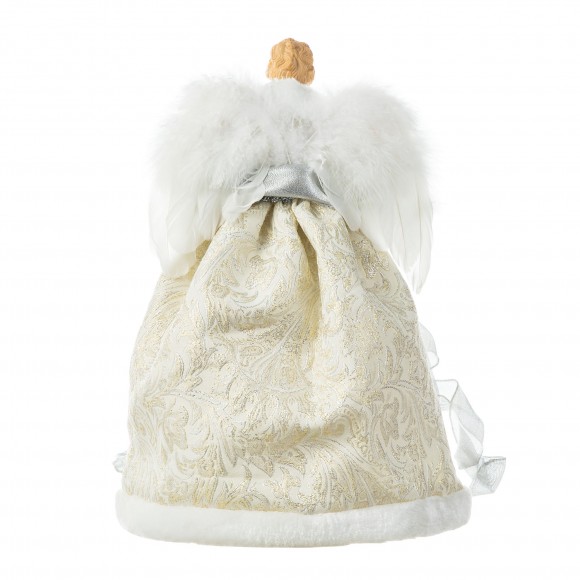 Glitzhome Glitzhome 16"H Faux Fur & PVC Christmas Elegant Angel Tree Top