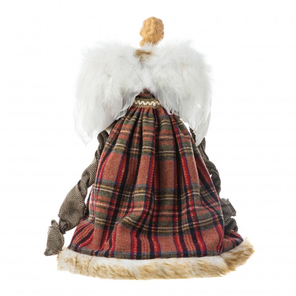 Glitzhome Glitzhome 16"H Faux Fur & PVC Christmas Woodland Angel Tree Top