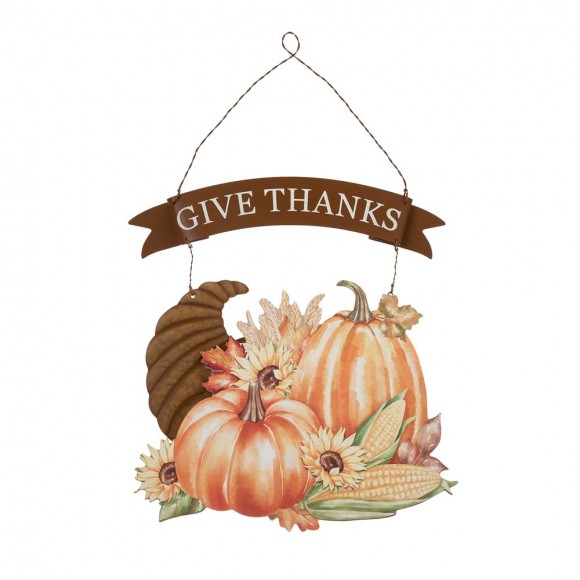 glitzhome Glitzhome 16"H Metal/Wooden Thanksgiving Croissant Wall Décor