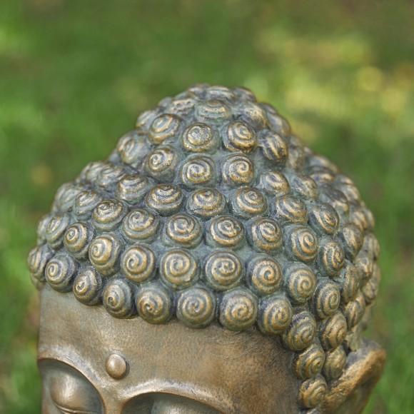 Glitzhome Glitzhome 16"H MGO Faux Bronze Buddha Head Garden Statue