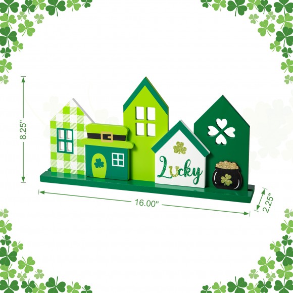 Glitzhome Glitzhome 16"L St. Patrick's Wooden LUCKY House Table Decor