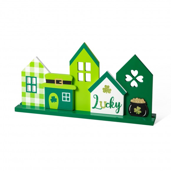 glitzhome Glitzhome 16"L St. Patrick's Wooden LUCKY House Table Decor