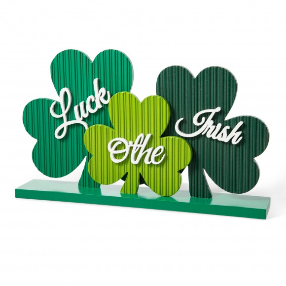 glitzhome Glitzhome 16"L St.Patrick's Wooden Shamrocks Table decor