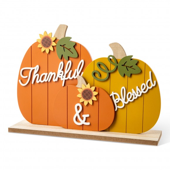 glitzhome Glitzhome 16"L Thanksgiving Wooden Pumpkins Table Decor