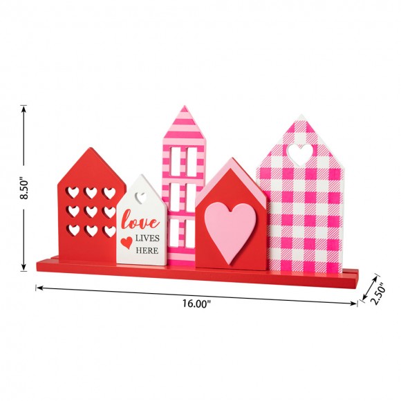 Glitzhome Glitzhome 16"L Valentine's House Wooden Table Decor