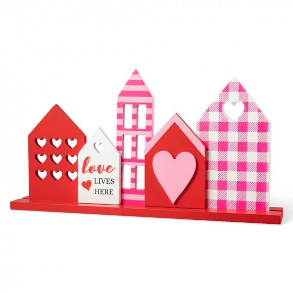 glitzhome Glitzhome 16"L Valentine's House Wooden Table Decor