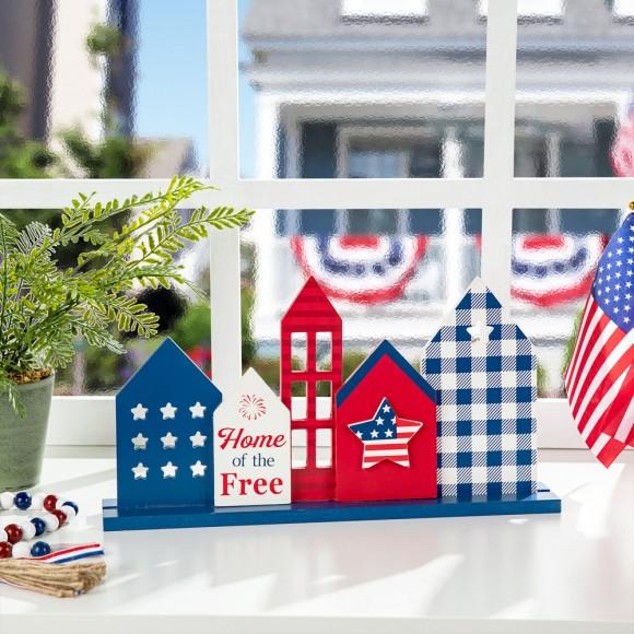 Glitzhome Glitzhome 16"L Wooden Patriotic/Americana House Table Décor