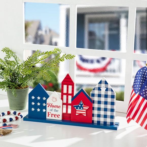 Glitzhome Glitzhome 16"L Wooden Patriotic/Americana House Table Décor