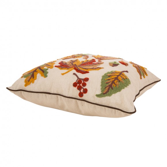 Glitzhome Glitzhome 16 X 16 Inches Decorative Embroidered Leaves Throw Pillow