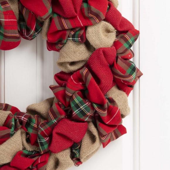 Glitzhome Glitzhome 17.25"D Christmas Multi-Color Fabric Wreath