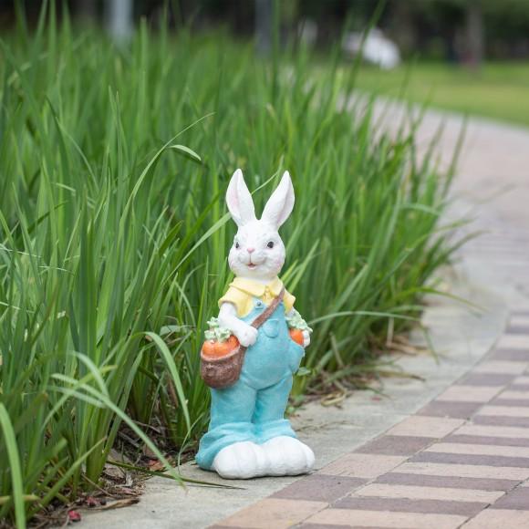 Glitzhome Glitzhome 17.25"H Easter Resin Bunny Boy Table Decor With Carrot