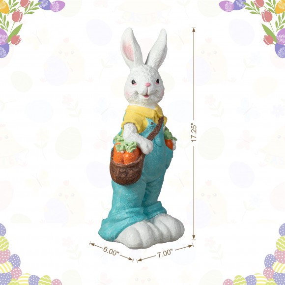 Glitzhome Glitzhome 17.25"H Easter Resin Bunny Boy Table Decor With Carrot