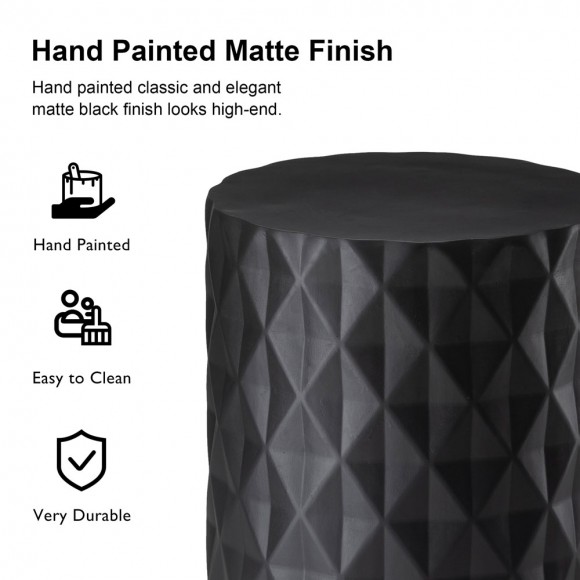Glitzhome Glitzhome 17.25"H Multi-functional MgO Black Diamond Textured Garden Stool Or Planter Stand Or Accent Table