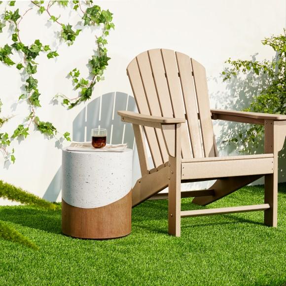 Glitzhome Glitzhome 17.25"H Multi-functional MGO Faux Terrazzo And Wood Texture Garden Stool Or Plant Stand Or Accent Table