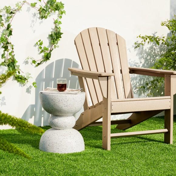 Glitzhome Glitzhome 17.25"H Multi-functional MGO Faux Terrazzo Garden Stool Or Plant Stand Or Accent Table