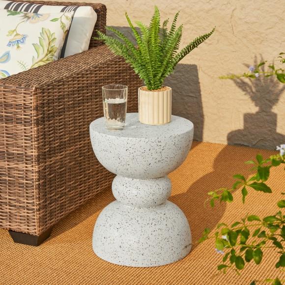 Glitzhome Glitzhome 17.25"H Multi-functional MGO Faux Terrazzo Garden Stool Or Plant Stand Or Accent Table