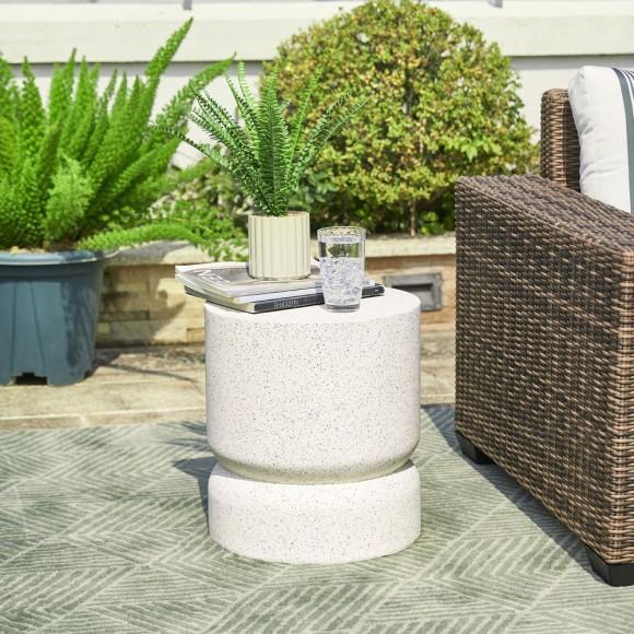 Glitzhome Glitzhome 17.25"H Multi-functional MgO Faux Terrazzo Garden Stool Or Planter Stand Or Accent Table