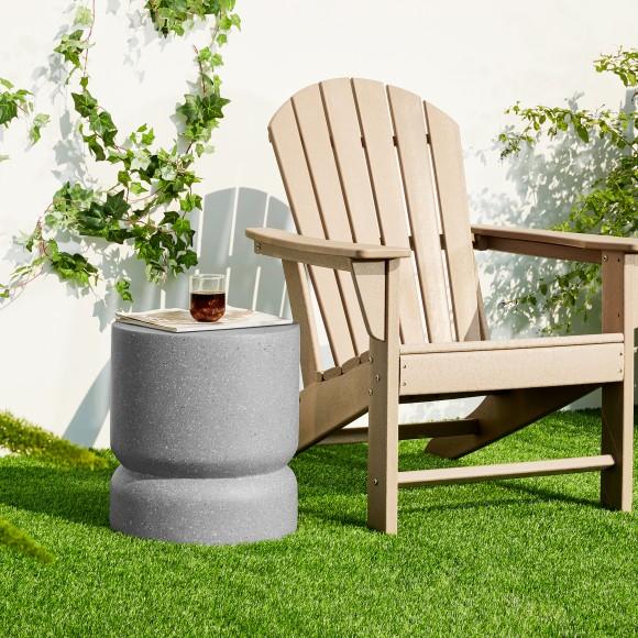 Glitzhome Glitzhome 17.25"H Multi-functional MGO Faux Terrazzo Garden Stool Or Planter Stand Or Accent Table