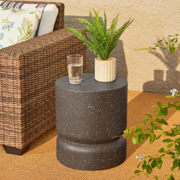 Glitzhome Glitzhome 17.25"H Multi-functional MGO Faux Terrazzo Garden Stool Or Planter Stand Or Accent Table