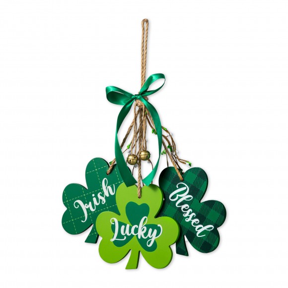 glitzhome Glitzhome 17.25"H St. Patrick's Wooden Shamrock Door Hanger