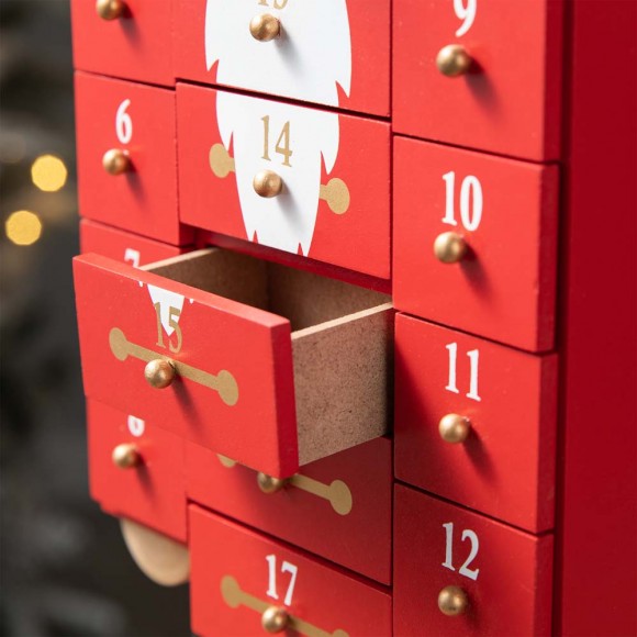 Glitzhome Glitzhome 17.25"H Wooden Christmas Nutcracker Countdown Calendar Decor With Drawer