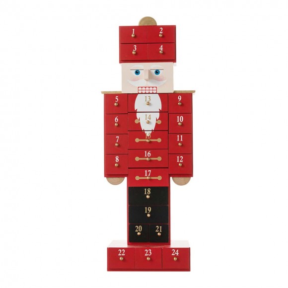 Glitzhome Glitzhome 17.25"H Wooden Christmas Nutcracker Countdown Calendar Decor With Drawer