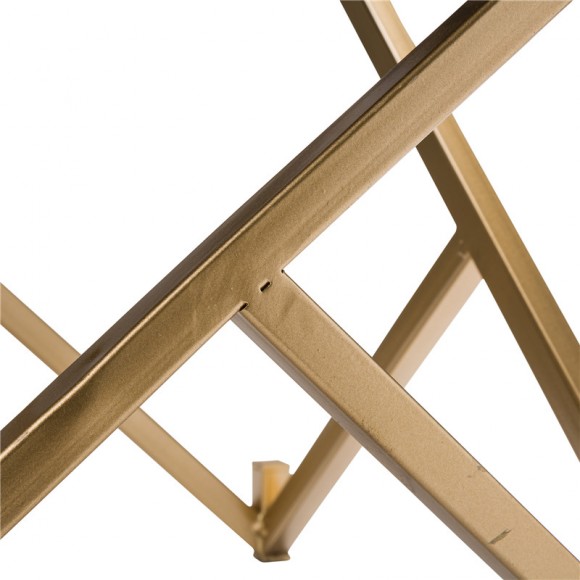 Glitzhome Glitzhome 17.30"H Sapphire Blue And Gold Shimmering Sequin Stool With Metal Gold Legs