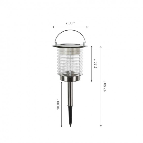 Glitzhome Glitzhome 17.5"H Dual Mode Solar Powered LED Insect Catcher Light With Hanger And Stake
