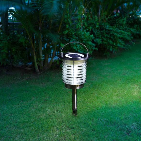 Glitzhome Glitzhome 17.5"H Dual Mode Solar Powered LED Insect Catcher Light With Hanger And Stake