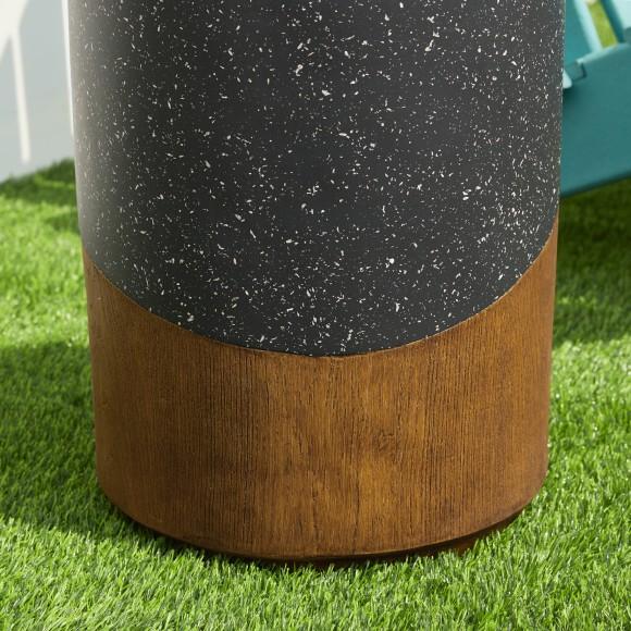 Glitzhome Glitzhome 17.5"H Multi-functional MGO Faux Terrazzo And Wood Texture Garden Stool Or Planter Stand Or Accent Table