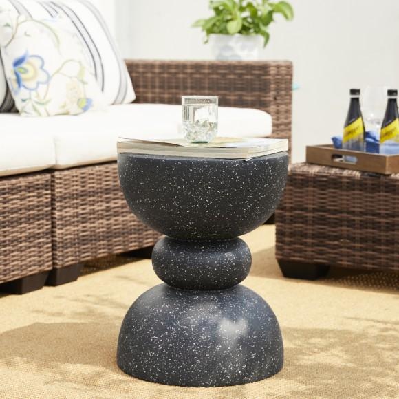 Glitzhome Glitzhome 17.5"H Multi-functional MGO Faux Terrazzo Garden Stool Or Planter Stand Or Accent Table