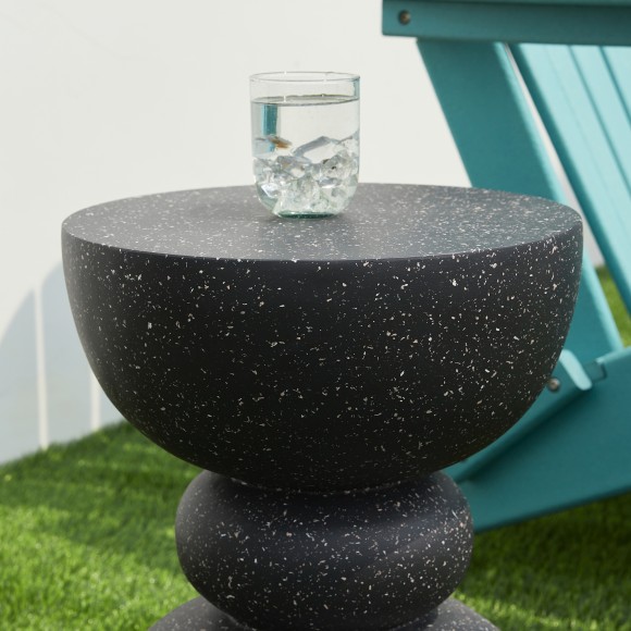 Glitzhome Glitzhome 17.5"H Multi-functional MGO Faux Terrazzo Garden Stool Or Planter Stand Or Accent Table