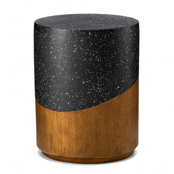 glitzhome Glitzhome 17.5"H Multi-functional MGO Faux Terrazzo and Wood Texture Garden Stool or Planter Stand or Accent Table
