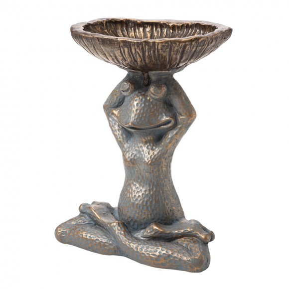 Glitzhome Glitzhome 17.75"H Bronze MGO Yog Frog Statue