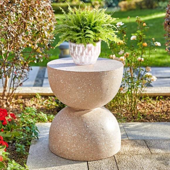 Glitzhome Glitzhome 17.75"H MGO Sand Terrazzo Garden Stool Or Planter Stand Or Accent Table (Multi-functional)