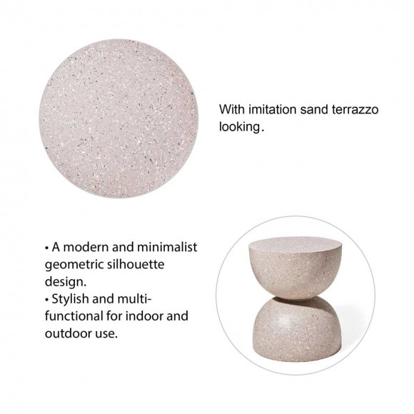 Glitzhome Glitzhome 17.75"H MGO Sand Terrazzo Garden Stool Or Planter Stand Or Accent Table (Multi-functional)
