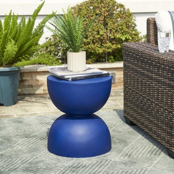 Glitzhome Glitzhome 17.75"H Multi-functional MgO Cobalt Blue Garden Stool Or Planter Stand Or Accent Table