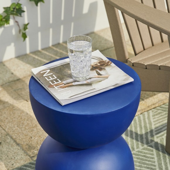 Glitzhome Glitzhome 17.75"H Multi-functional MgO Cobalt Blue Garden Stool Or Planter Stand Or Accent Table