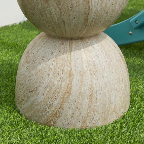 Glitzhome Glitzhome 17.75"H Multi-functional MGO Hourglass-Style Faux Travertine Garden Stool Or Planter Stand Or Accent Table