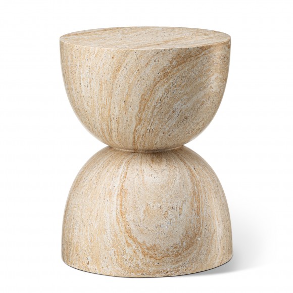 glitzhome Glitzhome 17.75"H Multi-functional MGO Hourglass-Style Faux Travertine Garden Stool or Planter Stand or Accent Table