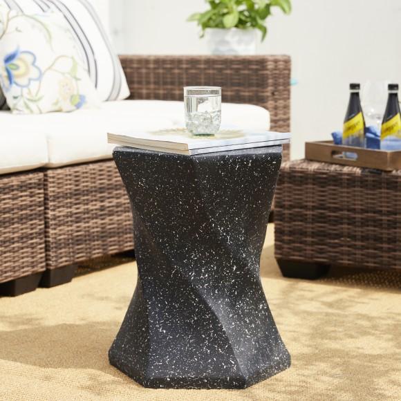 Glitzhome Glitzhome 17.75"H Multi-functional MGO Twist-Style Faux Terrazzo Garden Stool Or Planter Stand Or Accent Table