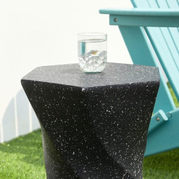 Glitzhome Glitzhome 17.75"H Multi-functional MGO Twist-Style Faux Terrazzo Garden Stool Or Planter Stand Or Accent Table